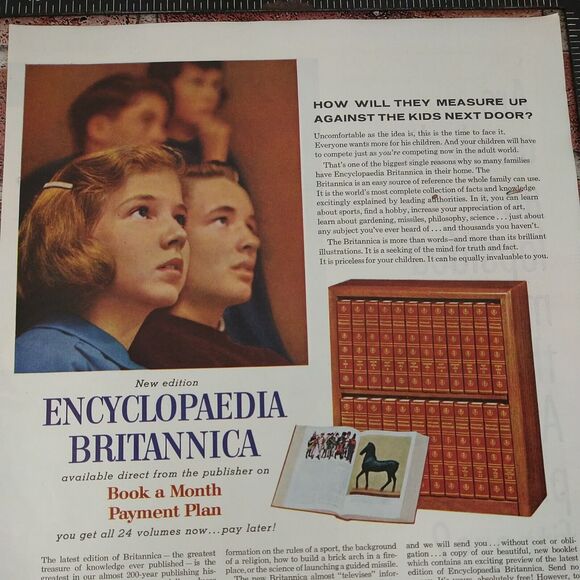 Encyclopaedia Britannica - "Measure Up to Kids Next Door" - Vtg 1961 PRINT AD - Picture 4 of 10